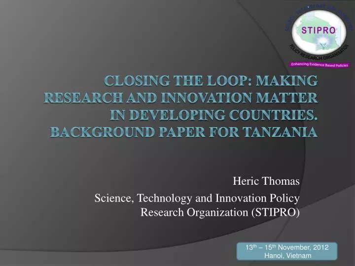 heric thomas science technology and innovation policy research organization stipro