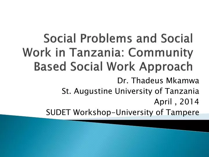 social problems and social work in tanzania community based social work approach