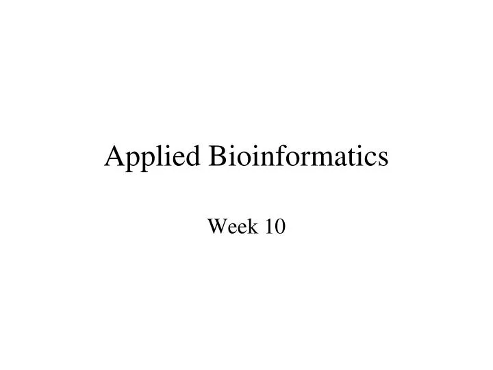 applied bioinformatics