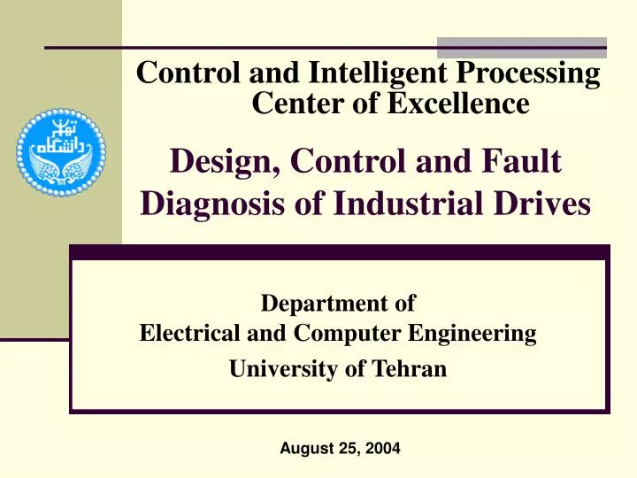 design control and fault diagnosis of industrial drives