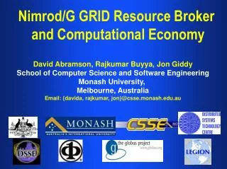 Nimrod/G GRID Resource Broker and Computational Economy