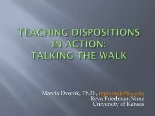 teaching dispositions in action talking the walk