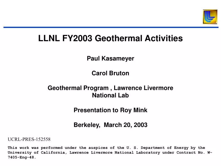 llnl fy2003 geothermal activities