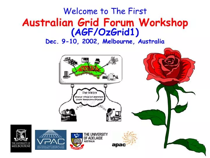 welcome to the first australian grid forum workshop agf ozgrid1 dec 9 10 2002 melbourne australia