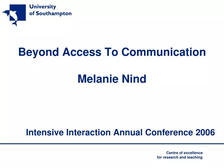 beyond access to communication melanie nind