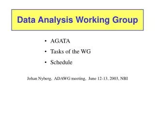 Data Analysis Working Group