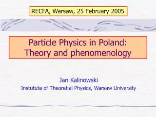 Particle Physics in Poland: Theory and phenomenology