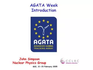 AGATA Week Introduction