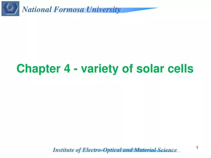 chapter 4 variety of solar cells