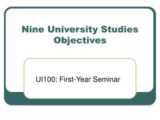 Nine University Studies Objectives