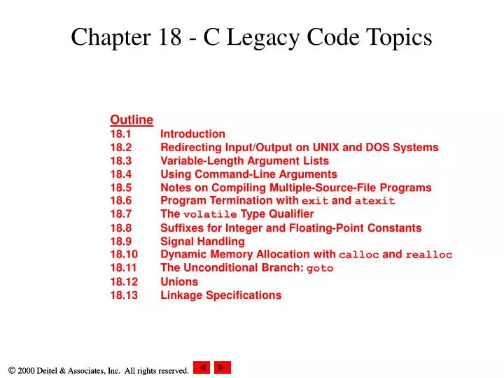 chapter 18 c legacy code topics