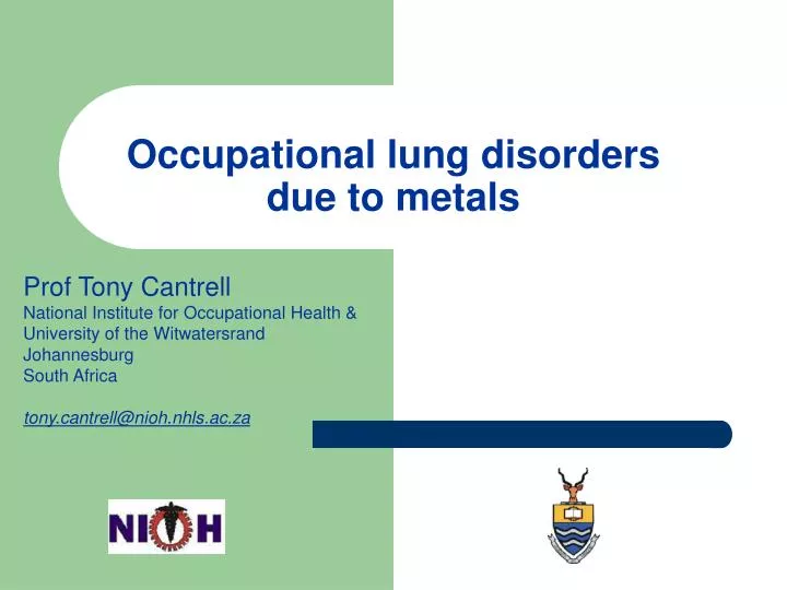 occupational lung disorders due to metals