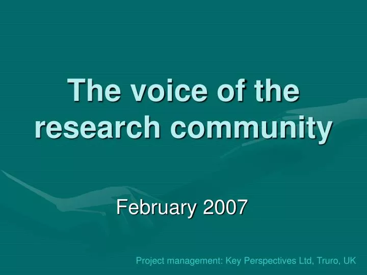 the voice of the research community