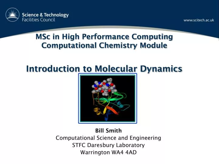 msc in high performance computing computational chemistry module introduction to molecular dynamics
