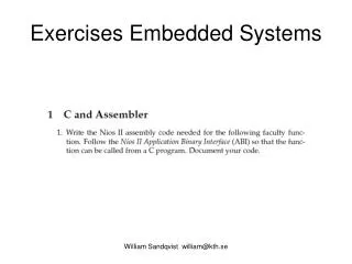 Exercises Embedded Systems