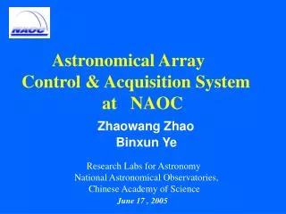 Astronomical Array Control &amp; Acquisition System