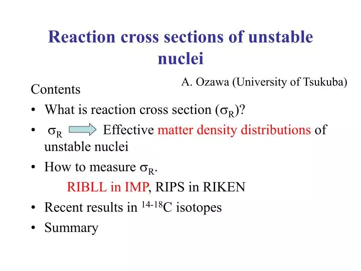 reaction cross sections of unstable nuclei