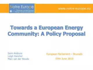 Towards a European Energy Community : A Policy Proposal