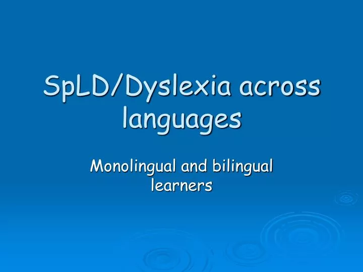 spld dyslexia across languages