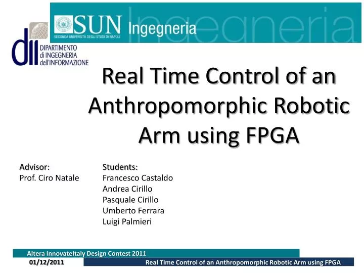 real time control of an anthropomorphic robotic arm using fpga