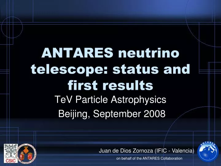 antares neutrino telescope status and first results