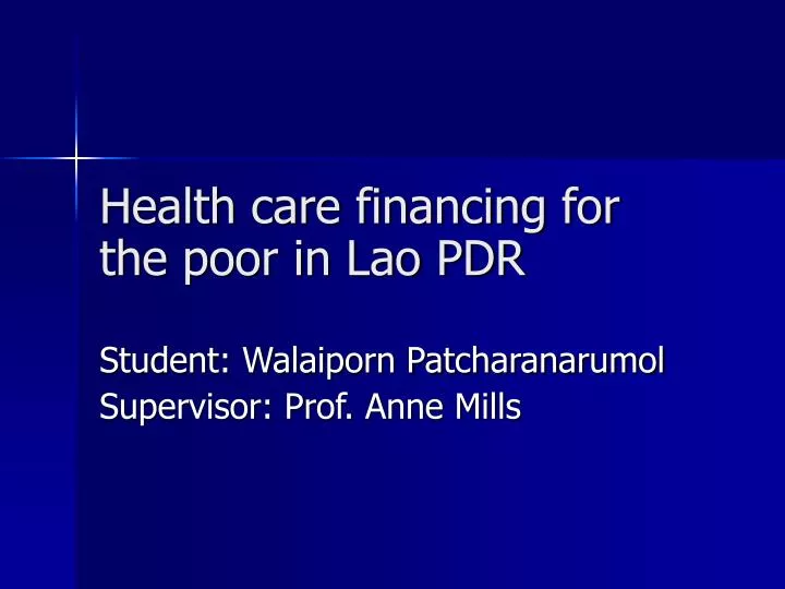 health care financing for the poor in lao pdr
