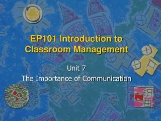 EP101 Introduction to Classroom Management