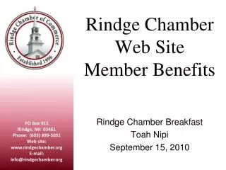 Rindge Chamber Web Site Member Benefits