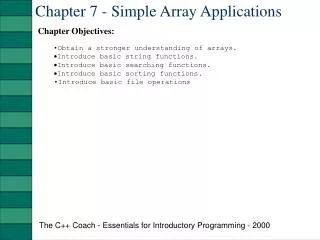 Chapter 7 - Simple Array Applications