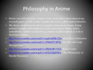 Philosophy in Anime