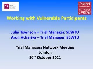 Working with Vulnerable Participants