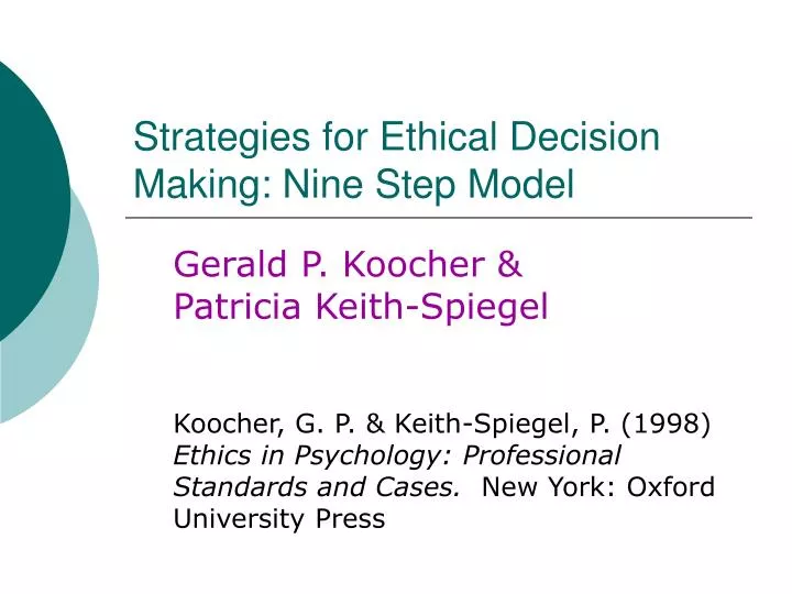 strategies for ethical decision making nine step model