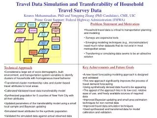 Travel Data Simulation and Transferability of Household Travel Survey Data