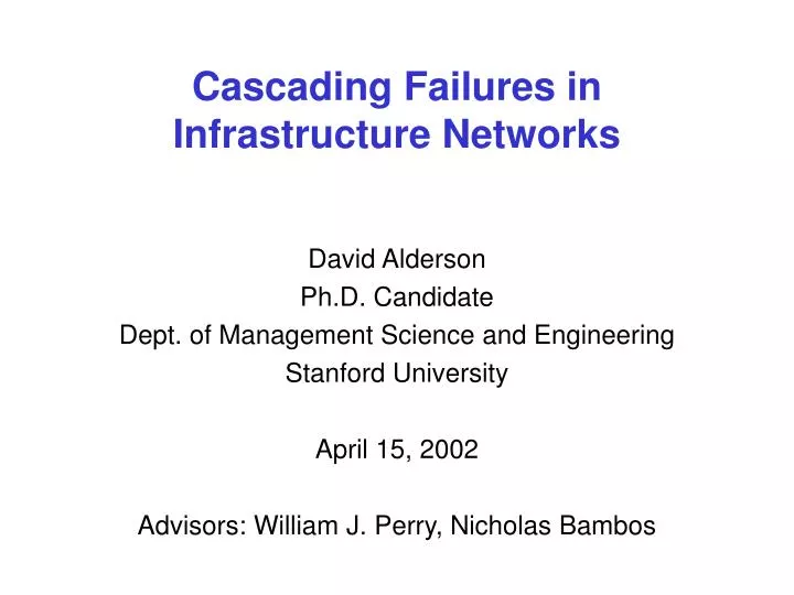 cascading failures in infrastructure networks