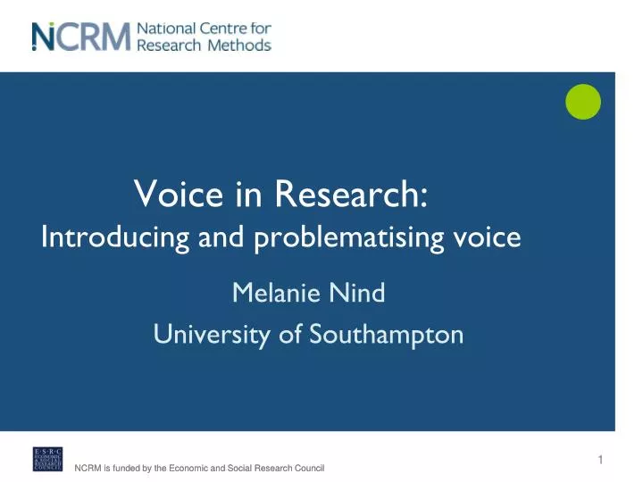voice in research introducing and problematising voice