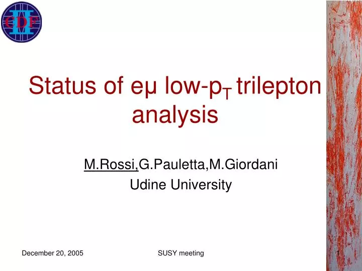 status of e low p t trilepton analysis