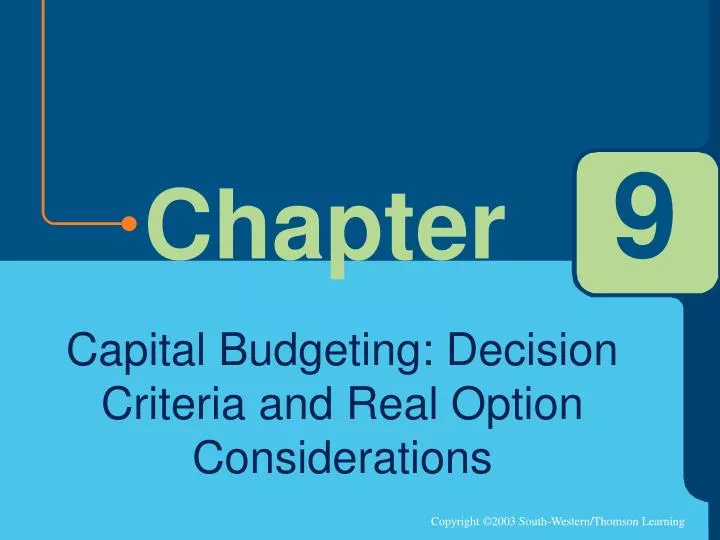 PPT - Capital Budgeting: Decision Criteria And Real Option ...