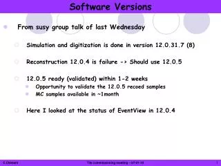 From susy group talk of last Wednesday