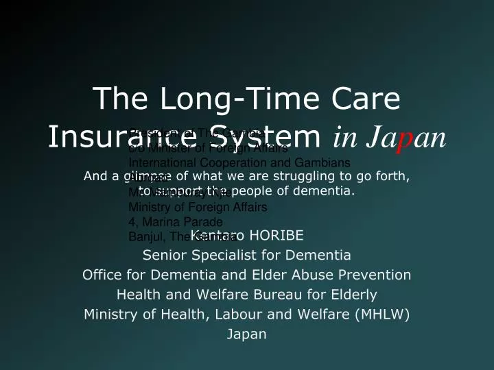 the long time care insurance system in ja p an