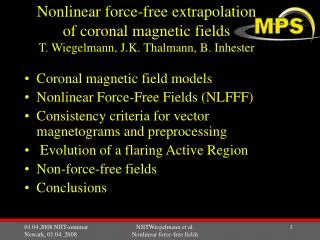Coronal magnetic field models Nonlinear Force-Free Fields (NLFFF)