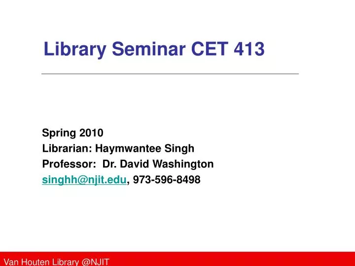library seminar cet 413