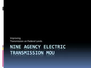 Nine Agency Electric Transmission MOU