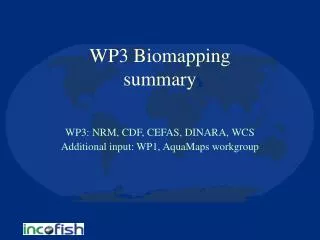 WP3 Biomapping summary