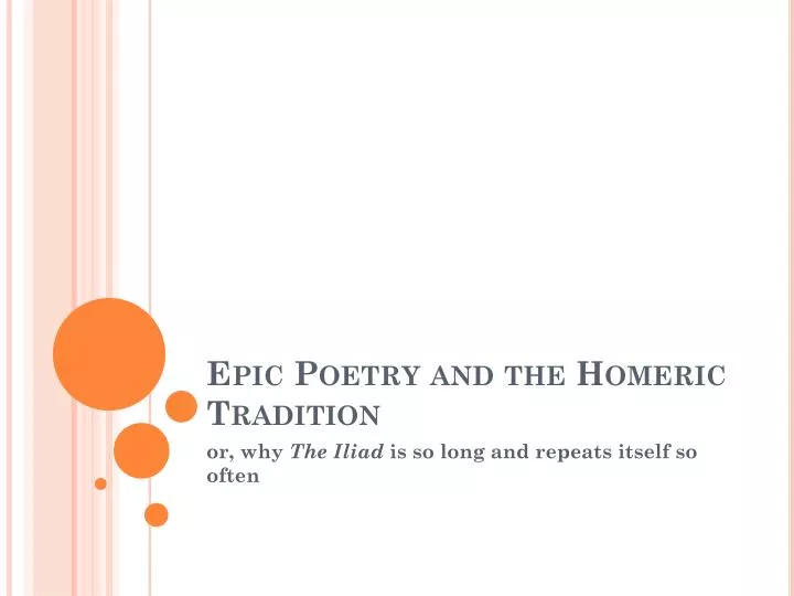 epic poetry and the homeric tradition