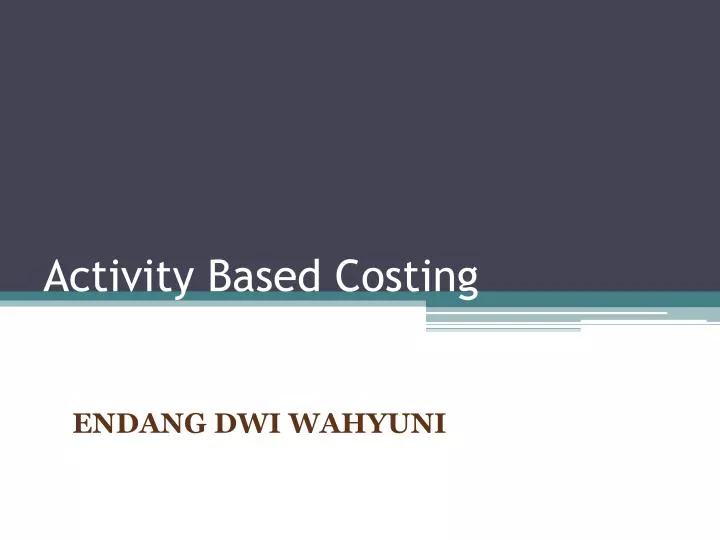 activity based costing