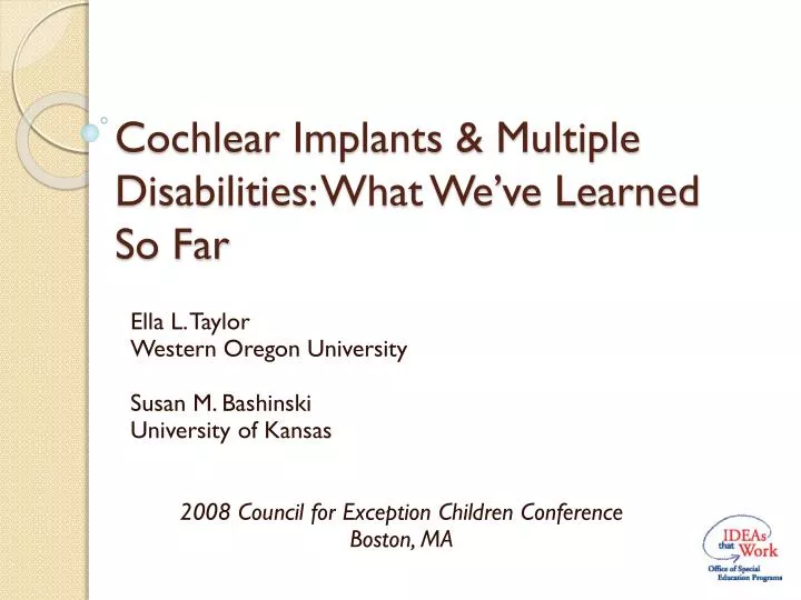 cochlear implants multiple disabilities what we ve learned so far