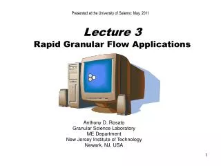 Lecture 3 Rapid Granular Flow Applications