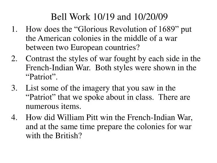 bell work 10 19 and 10 20 09