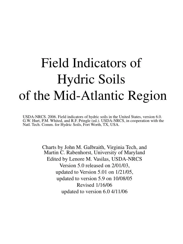 field indicators of hydric soils of the mid atlantic region