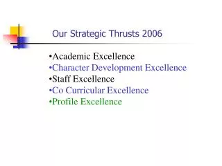 Academic Excellence Character Development Excellence Staff Excellence Co Curricular Excellence